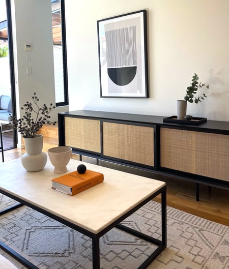 We love a rattan and black colour combo