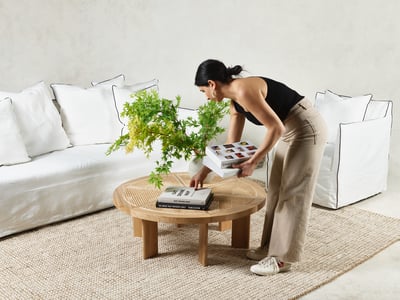 coffee table with foliage
